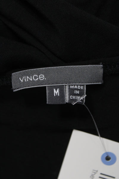 Vince Women Basic Boat Neck Long Sleeve T-Shirt Black Cotton Size M
