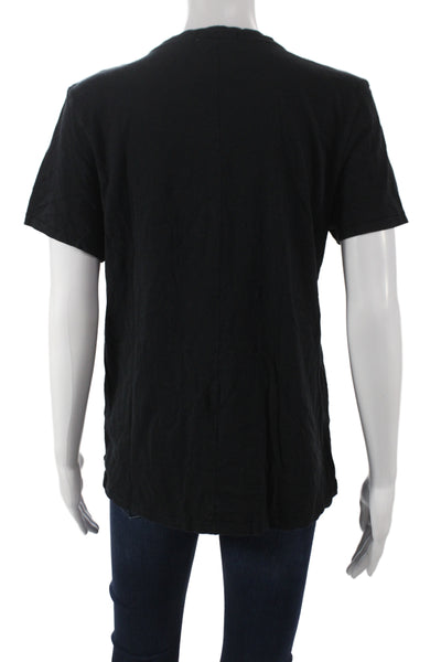 Rag & Bone Jean Women Basic V-Neck Black Pima Cotton Tee Short Sleeve Size L