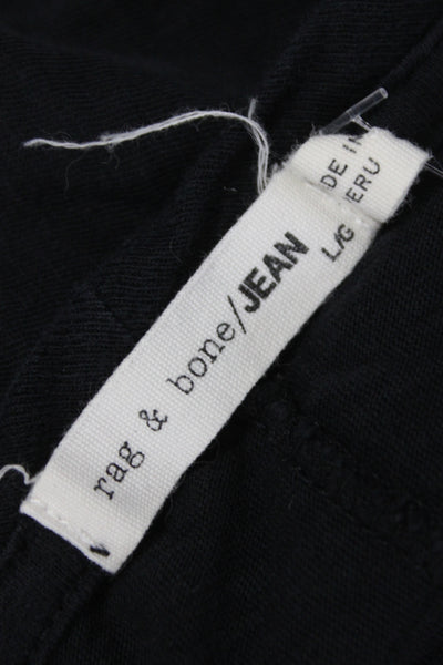 Rag & Bone Jean Women Basic V-Neck Black Pima Cotton Tee Short Sleeve Size L