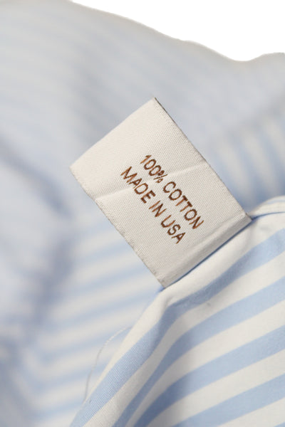 Maus & Hoffman Mens Striped Print Long Sleeve Buttoned-Up Top Blue White Size 16