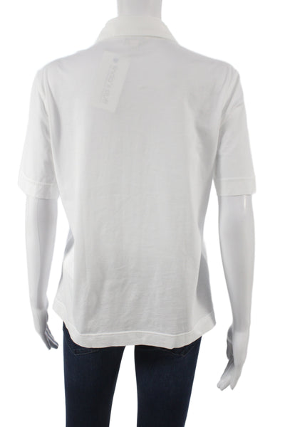 Banana Republic Women Basic Collared Cotton Button-Up Short Sleeve White Size M