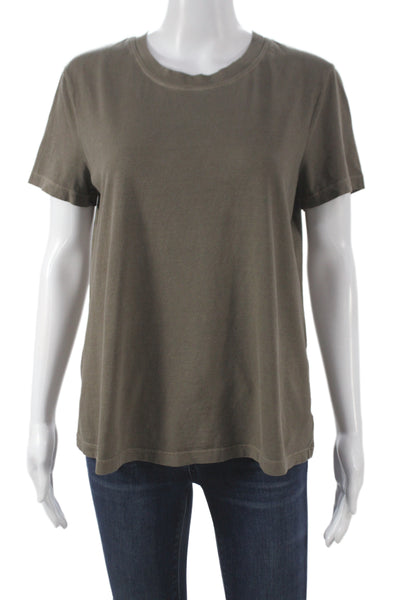 James Perse Womens Solid Brown Crewneck Tee Short Sleeve 100% Cotton Size 3