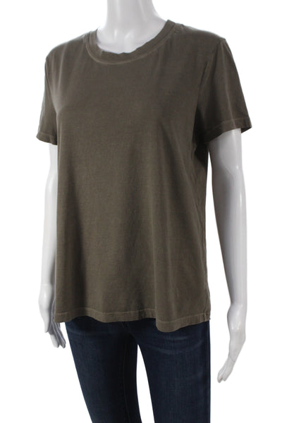 James Perse Womens Solid Brown Crewneck Tee Short Sleeve 100% Cotton Size 3