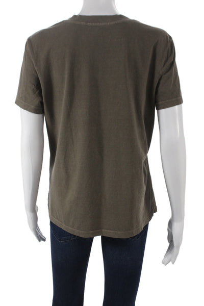 James Perse Womens Solid Brown Crewneck Tee Short Sleeve 100% Cotton Size 3