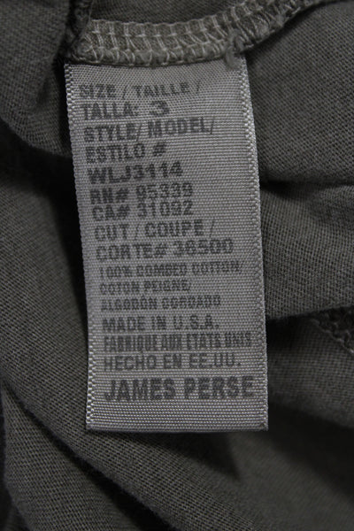 James Perse Womens Solid Brown Crewneck Tee Short Sleeve 100% Cotton Size 3