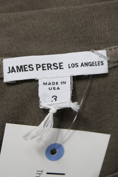 James Perse Womens Solid Brown Crewneck Tee Short Sleeve 100% Cotton Size 3