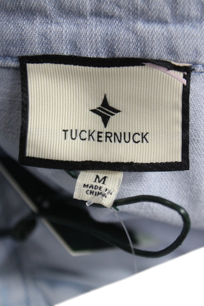 Tuckernuck Womens Blue Cotton Collared Long Sleeve Button-Up Top Size L