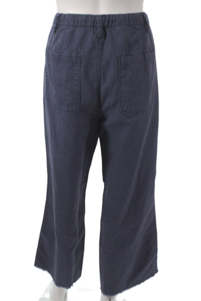 G1 Basic Goods Women Cropped Drawstring Blue Linen Blend Pants Size 8