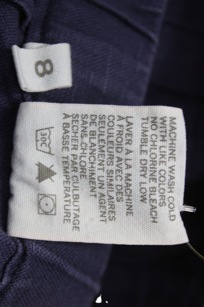 G1 Basic Goods Women Cropped Drawstring Blue Linen Blend Pants Size 8