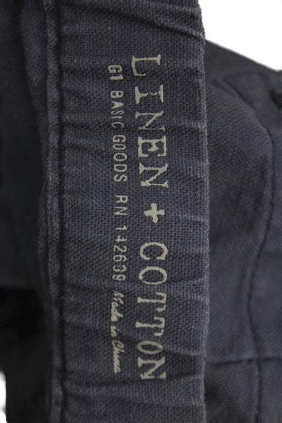 G1 Basic Goods Women Cropped Drawstring Blue Linen Blend Pants Size 8