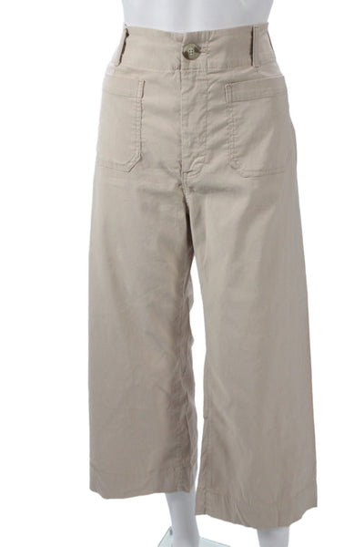 Maeve Anthropologie Women Cropped Beige Pants Viscose Button Size 29