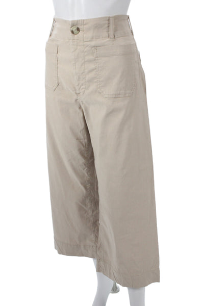 Maeve Anthropologie Women Cropped Beige Pants Viscose Button Size 29