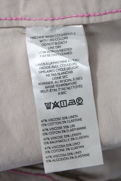 Maeve Anthropologie Women Cropped Beige Pants Viscose Button Size 29