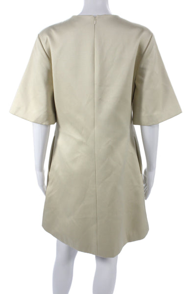 By Malene Birger Women Shift Dress Beige Short Sleeve Size 38