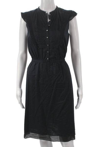 Marc Jacobs Women Black Cotton Shirt Dress Sleeveless Button Henley Size 0