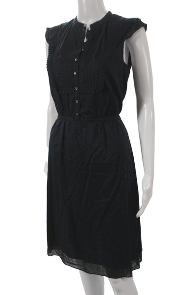 Marc Jacobs Women Black Cotton Shirt Dress Sleeveless Button Henley Size 0