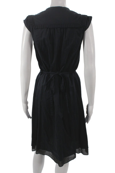 Marc Jacobs Women Black Cotton Shirt Dress Sleeveless Button Henley Size 0