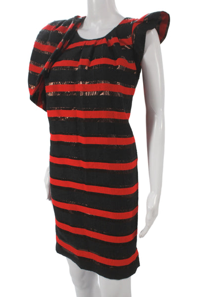 Marc By Marc Jacobs Women Black Striped Mini Dress Sleeveless Size XS
