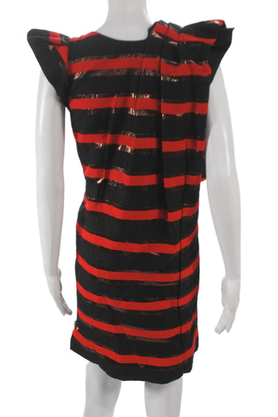 Marc By Marc Jacobs Women Black Striped Mini Dress Sleeveless Size XS