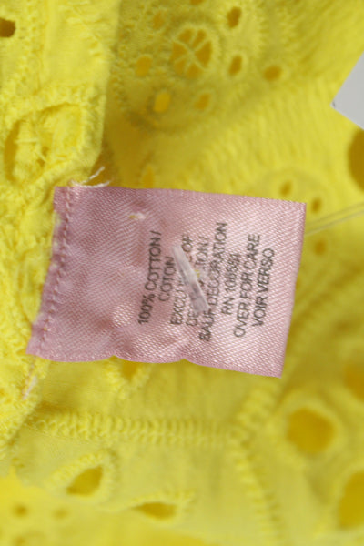 Calypso Saint Barth Women Yellow Cotton Shift Dress Knee Length Size S