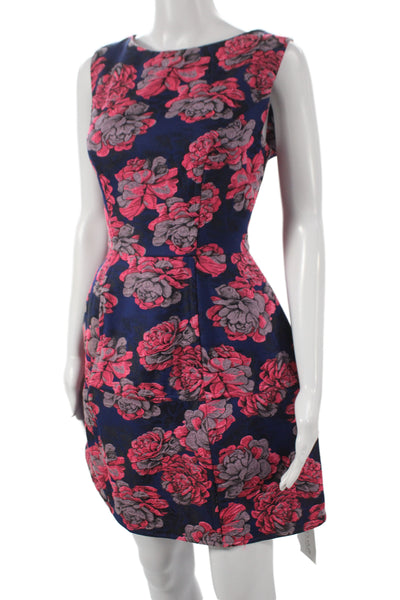 Topshop Womens Fit & Flare Blue Sleeveless Boat Neck Knee Dress Size 8