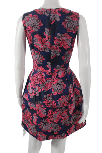Topshop Womens Fit & Flare Blue Sleeveless Boat Neck Knee Dress Size 8