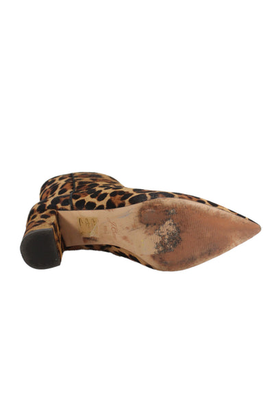 J Crew Womens Animal Print Pointed Toe Ankle Boots Brown Black Size 7.5