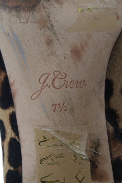 J Crew Womens Animal Print Pointed Toe Ankle Boots Brown Black Size 7.5