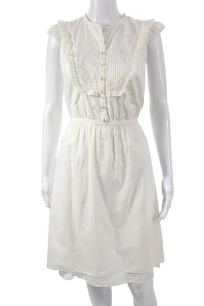 Marc Jacobs Women Shirt Dress White Cotton Sleeveless Henley Button Size 2