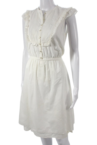 Marc Jacobs Women Shirt Dress White Cotton Sleeveless Henley Button Size 2