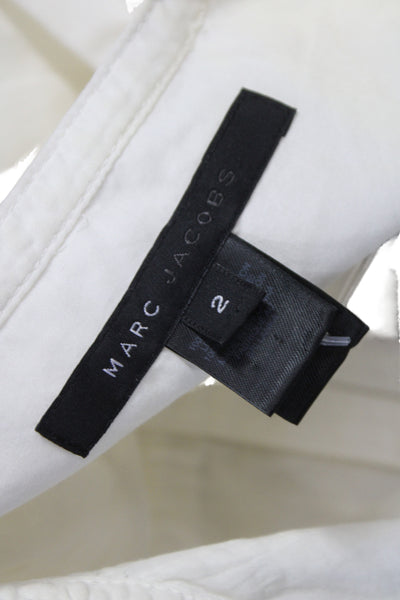 Marc Jacobs Women Shirt Dress White Cotton Sleeveless Henley Button Size 2