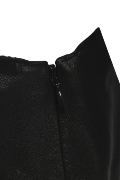 Zara Woman Women Fit & Flare Leather Dress Black Sleeveless Size S