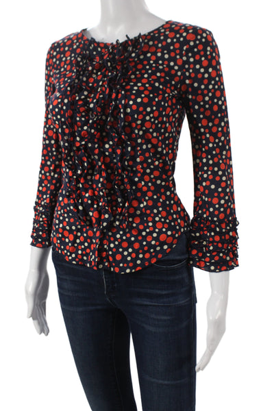Moschino Womens Multicolor Polka Dot Round Neck Long Sleeve Blouse Size S