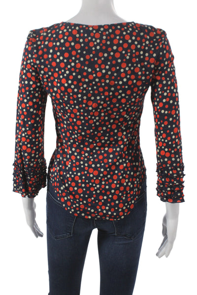 Moschino Womens Multicolor Polka Dot Round Neck Long Sleeve Blouse Size S
