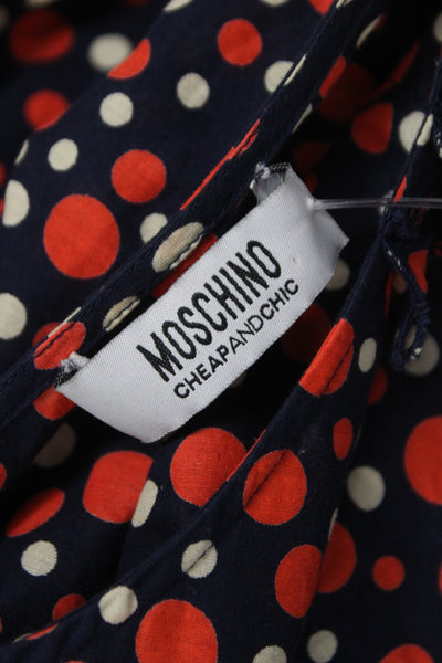 Moschino Womens Multicolor Polka Dot Round Neck Long Sleeve Blouse Size S