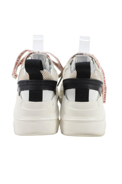 Zadig & Voltaire Womens Leather Branded Lace Up Fashion Sneakers Beige Size 10