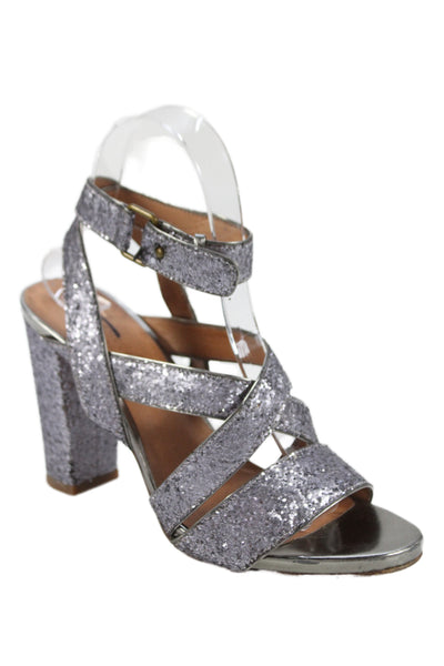 Madewell Womens Sequined Strappy Slingbacks Sandal Heels Purple Size 7
