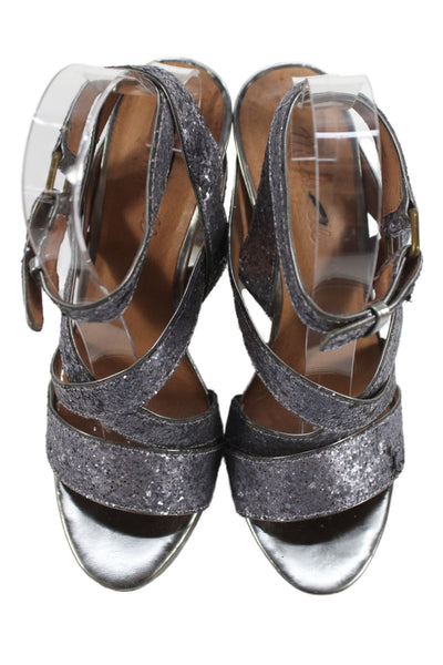 Madewell Womens Sequined Strappy Slingbacks Sandal Heels Purple Size 7