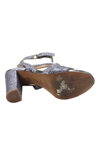 Madewell Womens Sequined Strappy Slingbacks Sandal Heels Purple Size 7