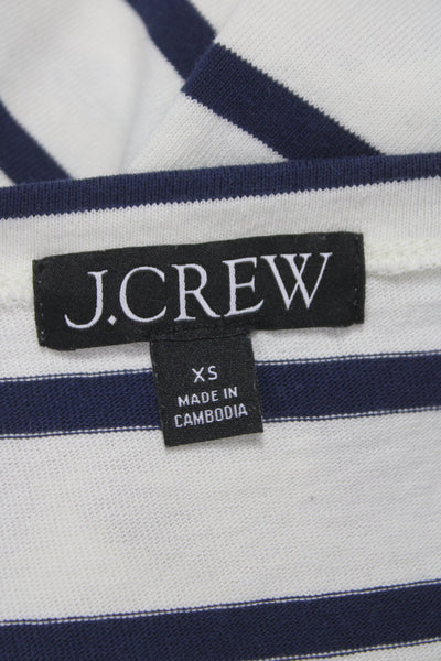 J Crew Womens Basic Striped Boat Neck Cotton Long Sleeve T-Shirt Size XS
