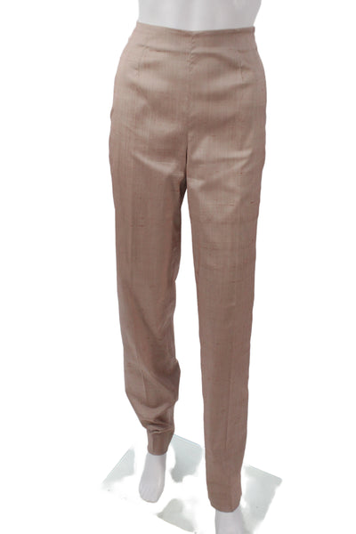 Piazza Sempione Womens Dress Pants Beige Silk Zip Size 44