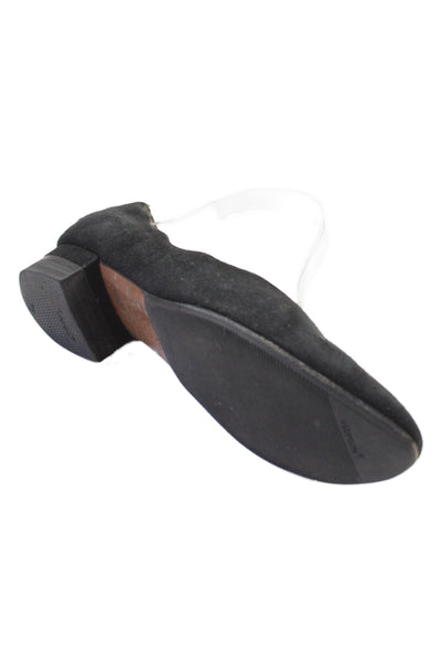 Salvatore Ferragamo Womens Suede Round Toe Block Heels Pumps Black Size 7