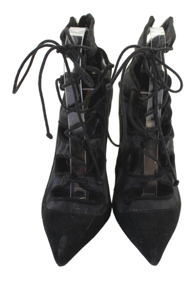 Zara Basic Womens Mesh Lace-Up Strappy Stiletto Heels Black Size EUR 37
