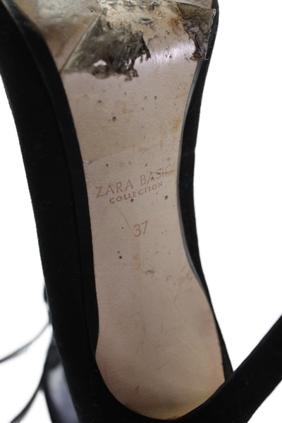 Zara Basic Womens Mesh Lace-Up Strappy Stiletto Heels Black Size EUR 37