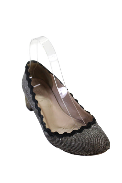 J Crew Womens Metallic Round Toe Block Heels Pumps Gold Size 6.5