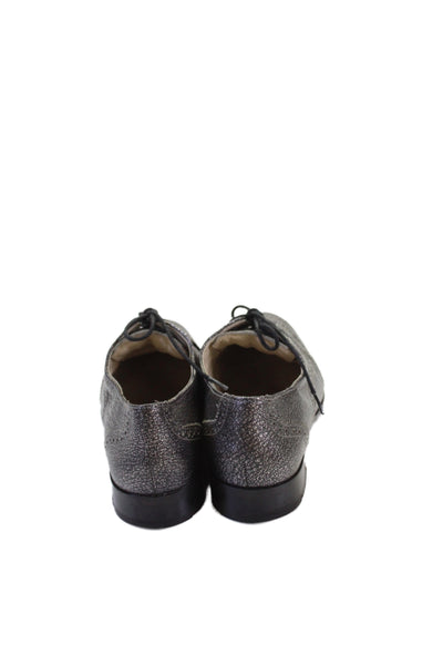 Cole Haan Womens Leather Almond Toe Lace-Up Tied Oxfords Silver Size 6.5