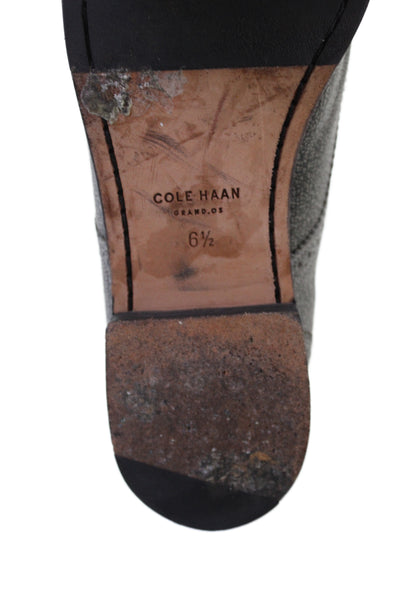 Cole Haan Womens Leather Almond Toe Lace-Up Tied Oxfords Silver Size 6.5