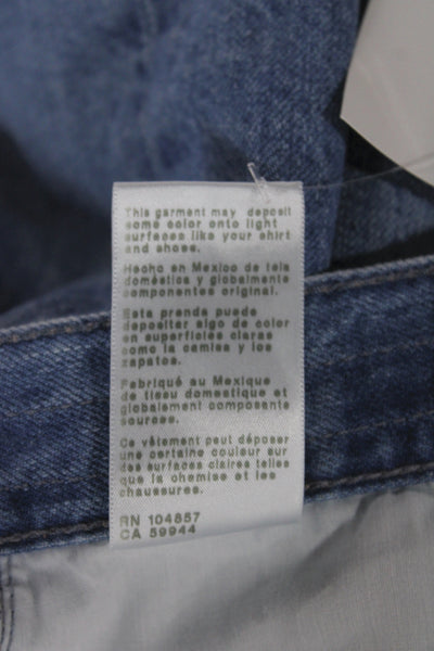 AG Adriano Goldschmied Women Mom Blue Striped Cotton Mid Rise Jeans Size 26