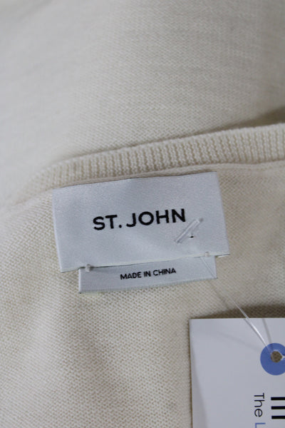 St. John Women Pullover Sleeveless Scoop Neck Ivory Classic Size L