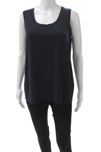 Lafayette 148 New York Women Black Viscose Scoop Neck Sleeveless Tank Size M